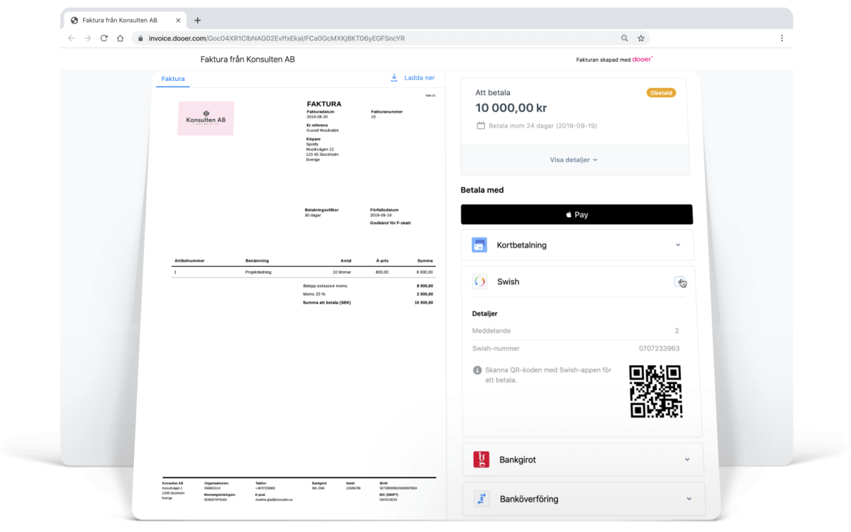 Dooer web invoice